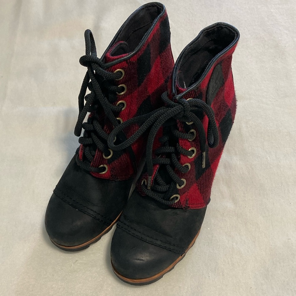 Sorel PDX Buffalo Plaid Wedge Boots.